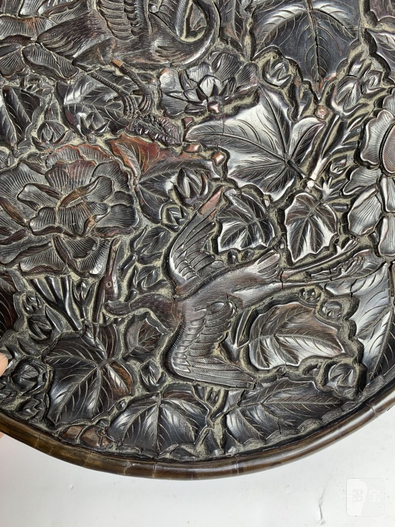 元 剔黑花鸟纹盘 - 图6